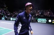 Andy Murray celebrates Great Britain's Davis Cup win over France in front of packed Manchester crowd